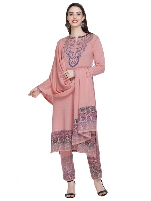 women self design wool suit set with dupatta - 20509513 - Standard Image - 0