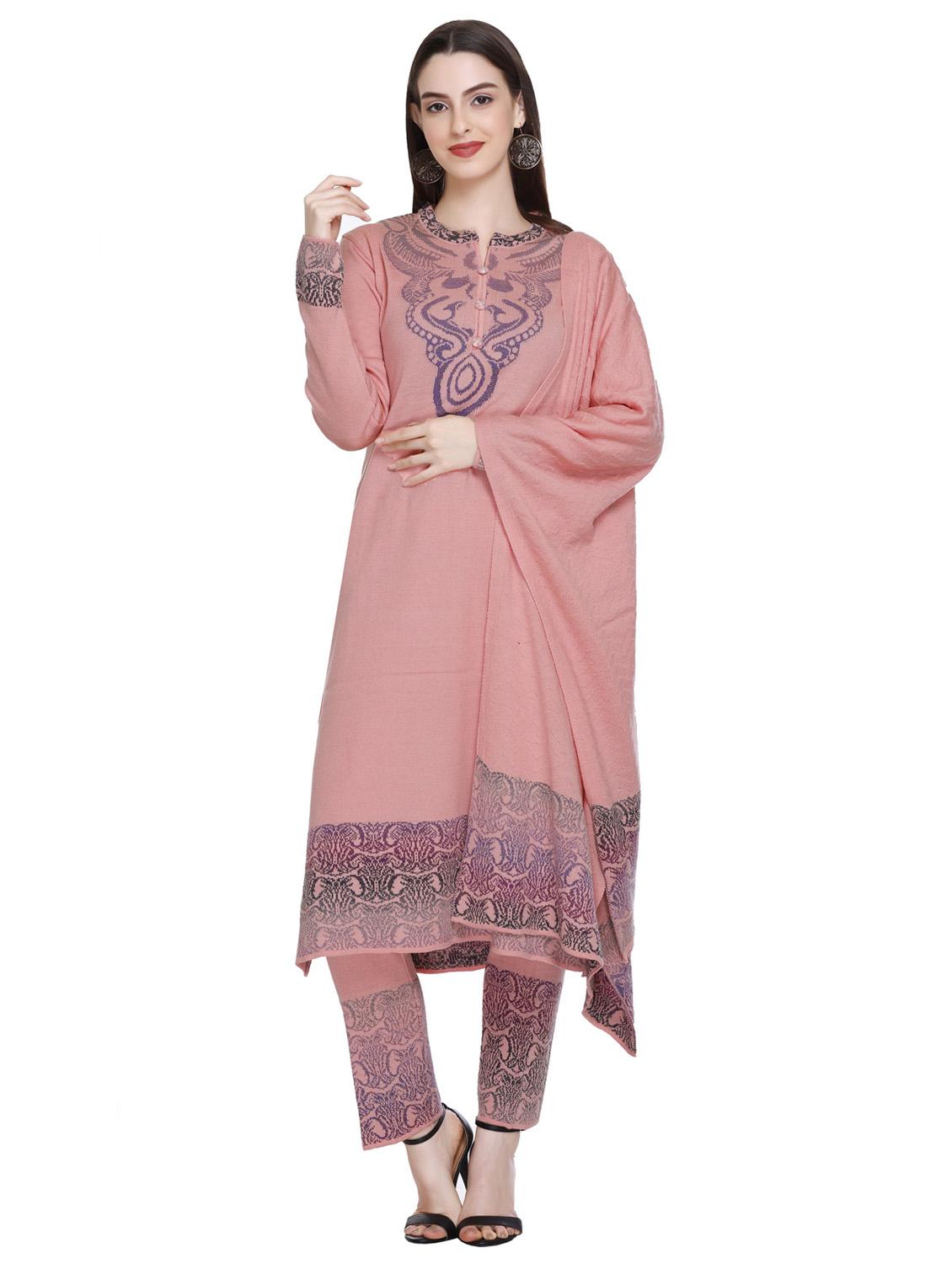women self design wool suit set with dupatta - 20509513 - Standard Image - 3