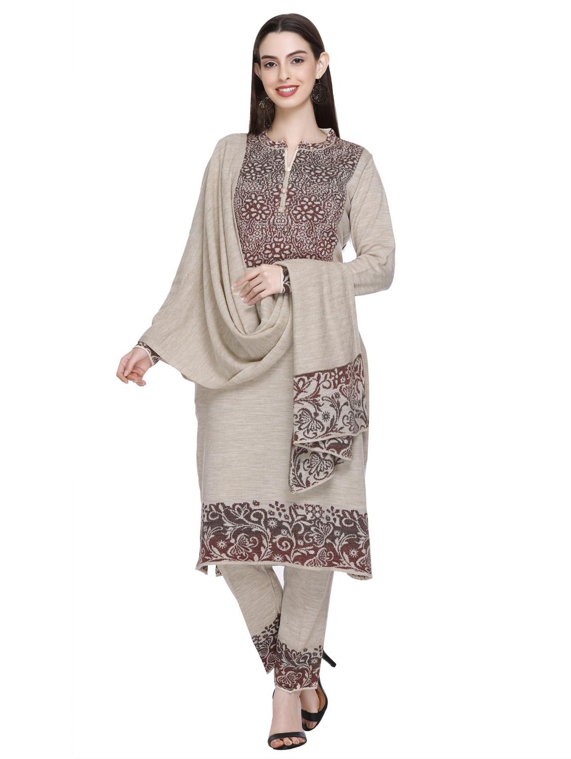 women self design wool suit set with dupatta - 20509515 - Zoom Image - 0