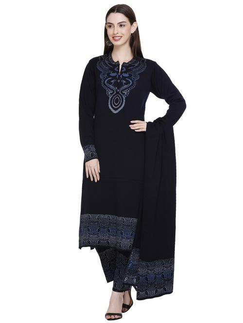 women self design wool suit set with dupatta - 20509516 - Standard Image - 0
