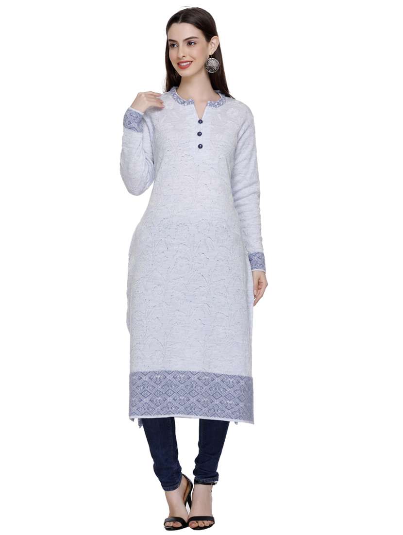 grey self design woolen kurta