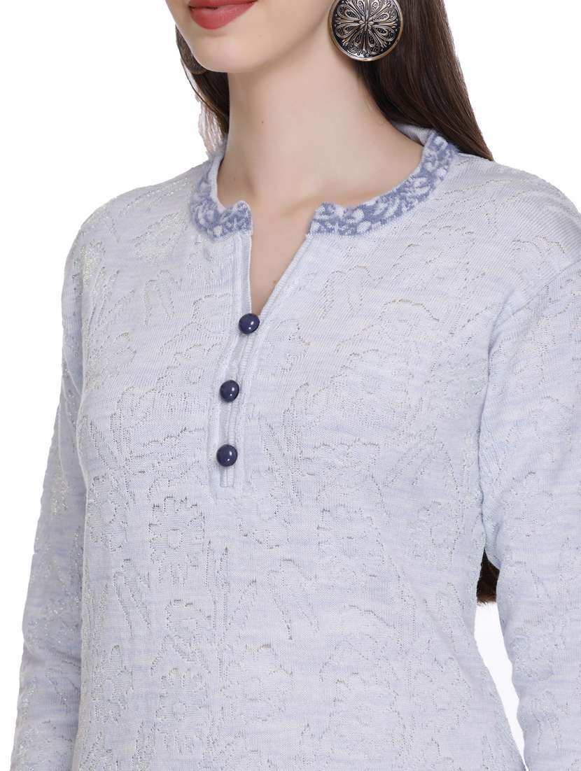 grey self design woolen kurta - 20509517 -  Standard Image - 5