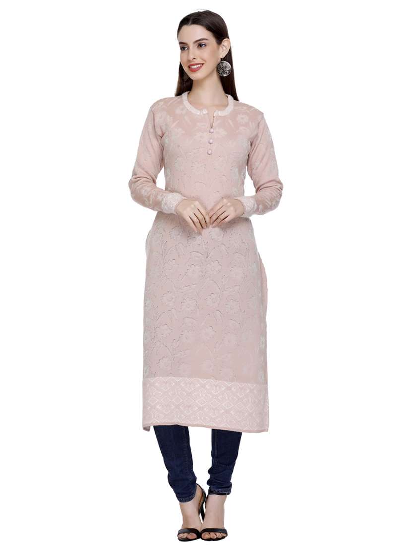 peach self design woolen kurta - 20509518 - Zoom Image - 0