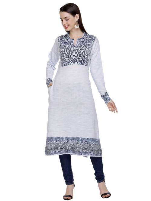 grey self design woolen kurta - 20509521 - Standard Image - 0
