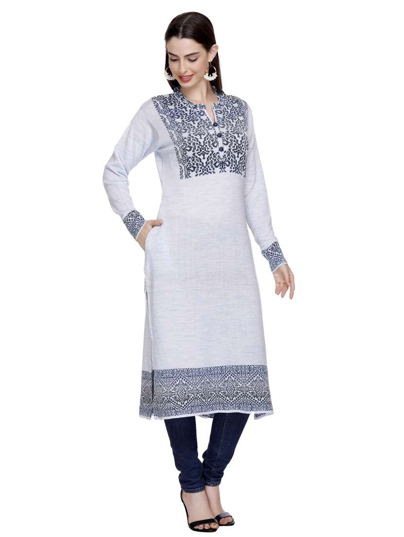 grey self design woolen kurta - 20509521 - Standard Image - 3
