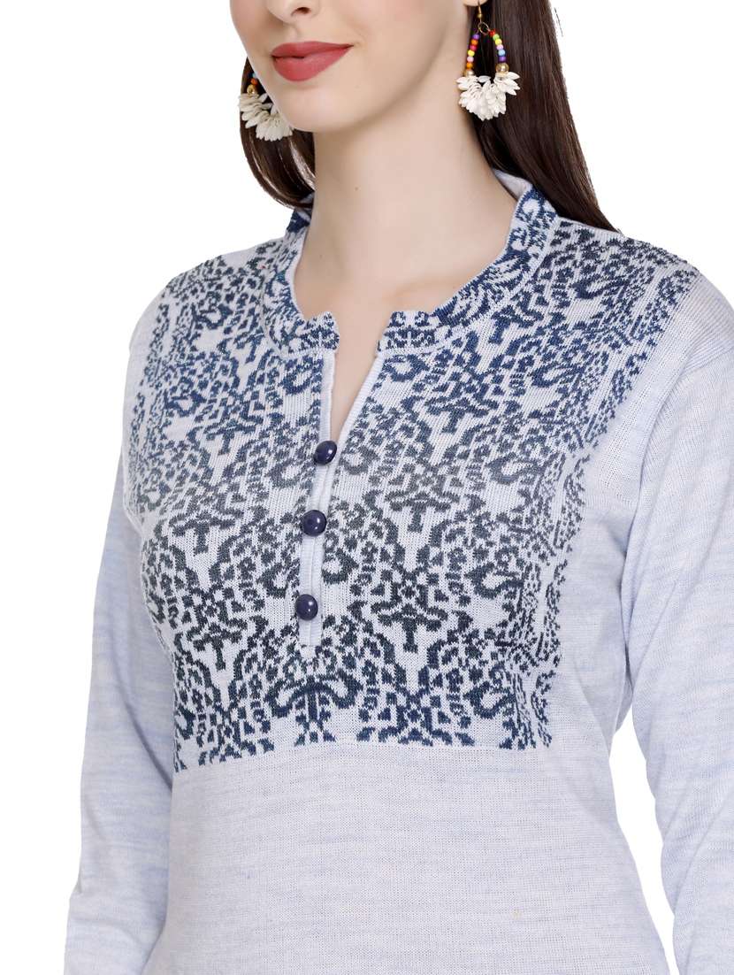 grey self design woolen kurta - 20509521 - Standard Image - 5