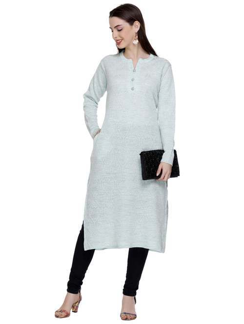 purist blue self design woolen kurta - 20509523 - Standard Image - 0