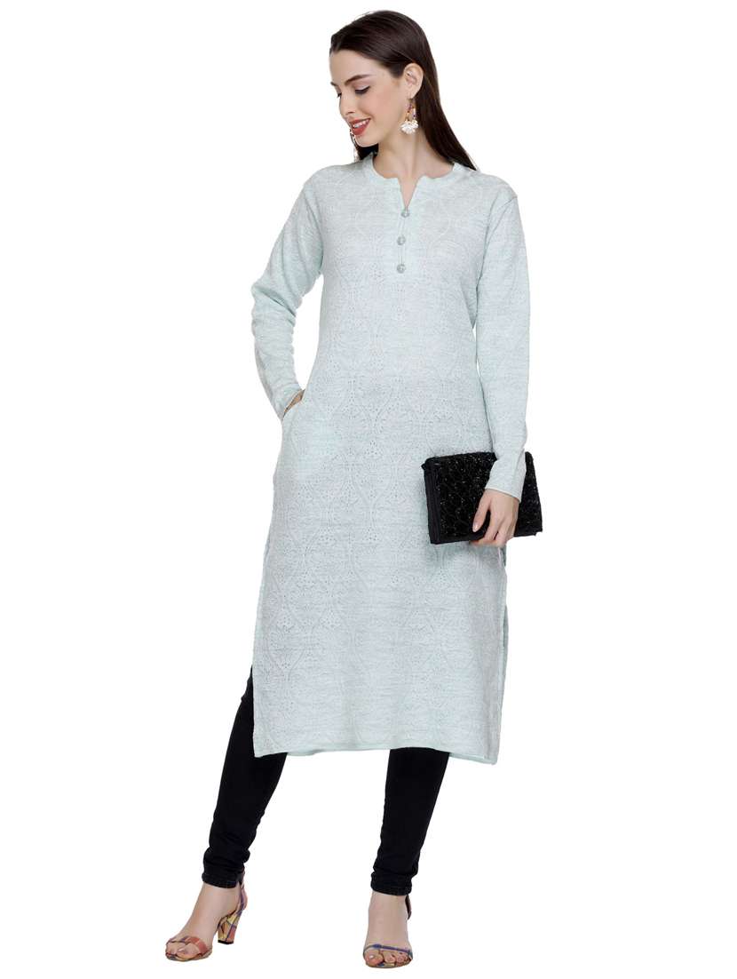 purist blue self design woolen kurta - 20509523 - Zoom Image - 0