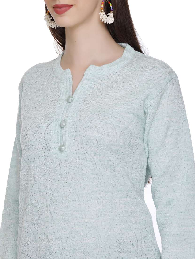 purist blue self design woolen kurta - 20509523 - Standard Image - 5