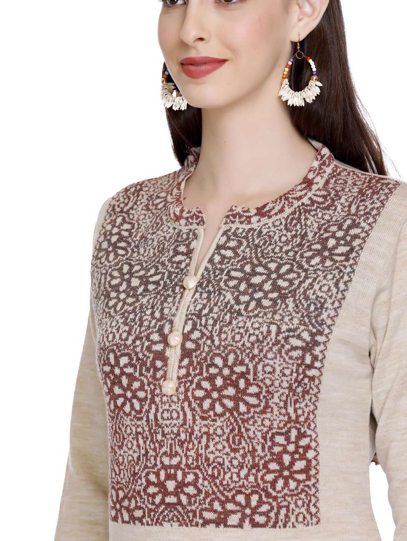 beige self design woolen kurta - 20509531 -  Standard Image - 5