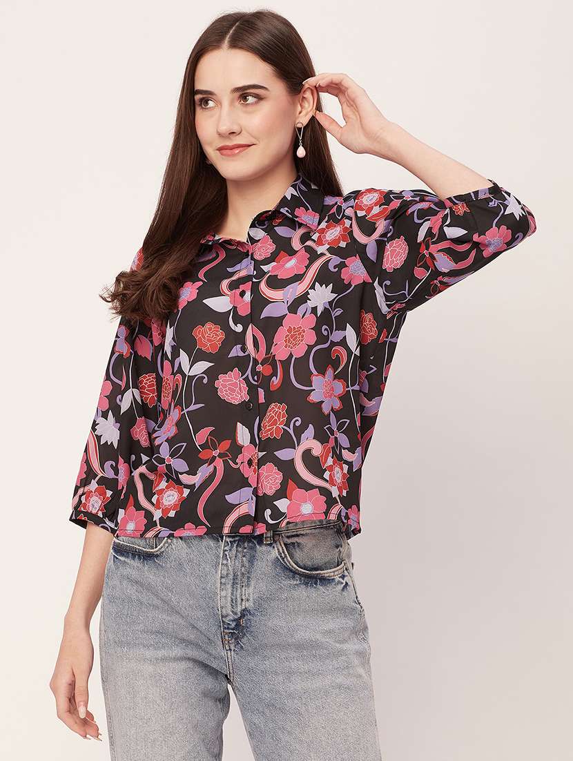 women printed regular shirt
