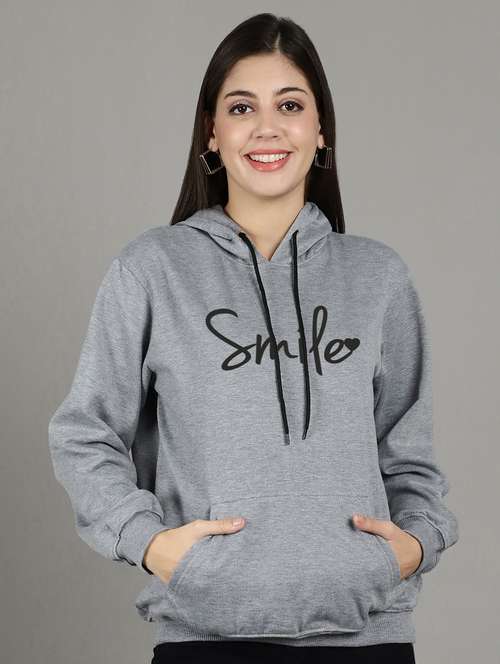 women grey fleece hoodie - 20509545 -  Standard Image - 0