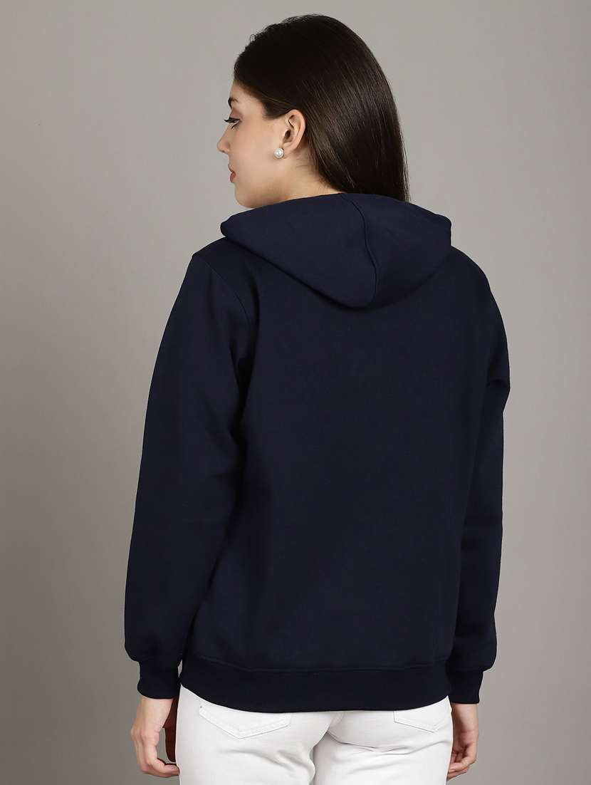 women navy blue fleece hoodie - 20509551 -  Standard Image - 3