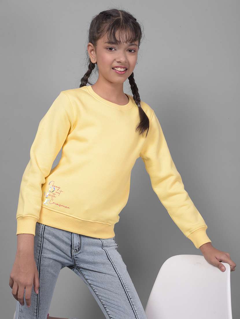 girls yellow round neck sweatshirts