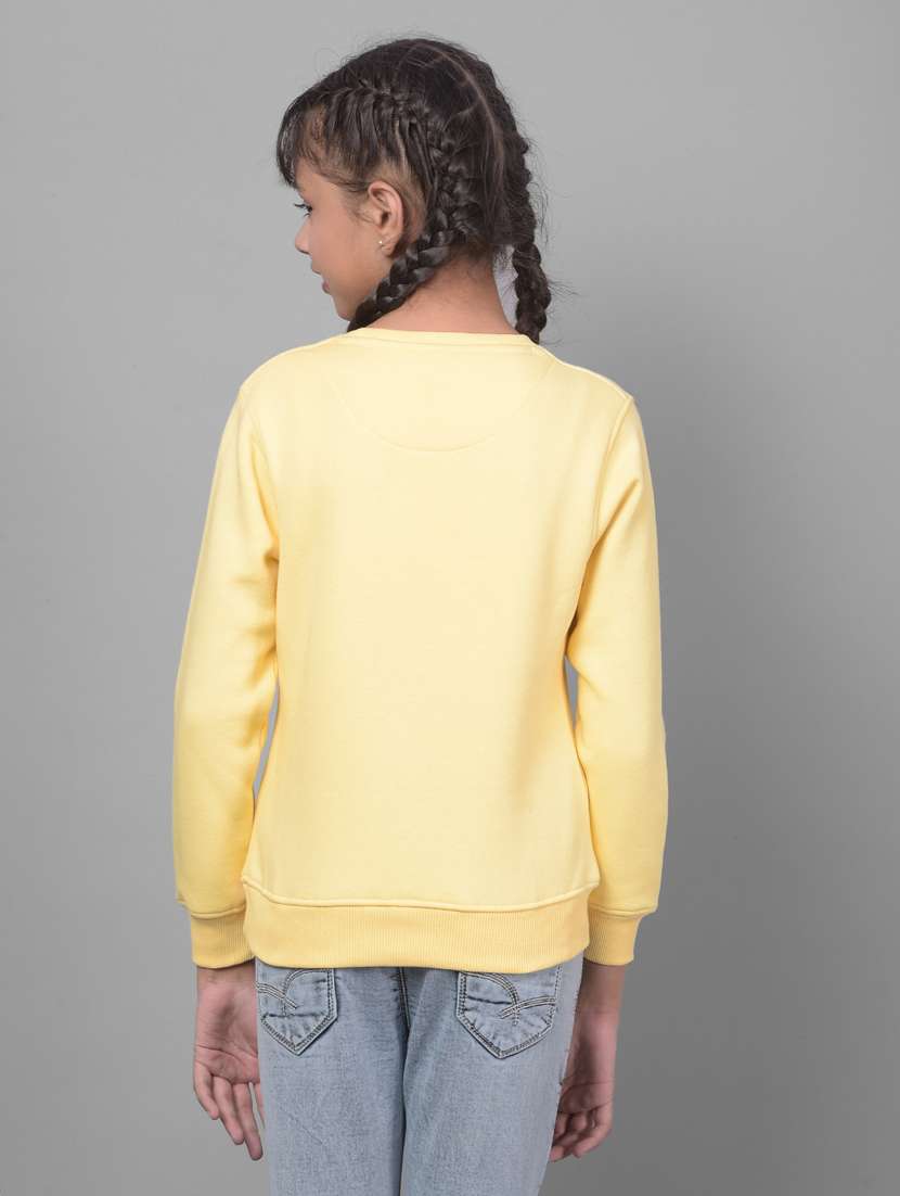 girls yellow round neck sweatshirts - 20509576 -  Standard Image - 3