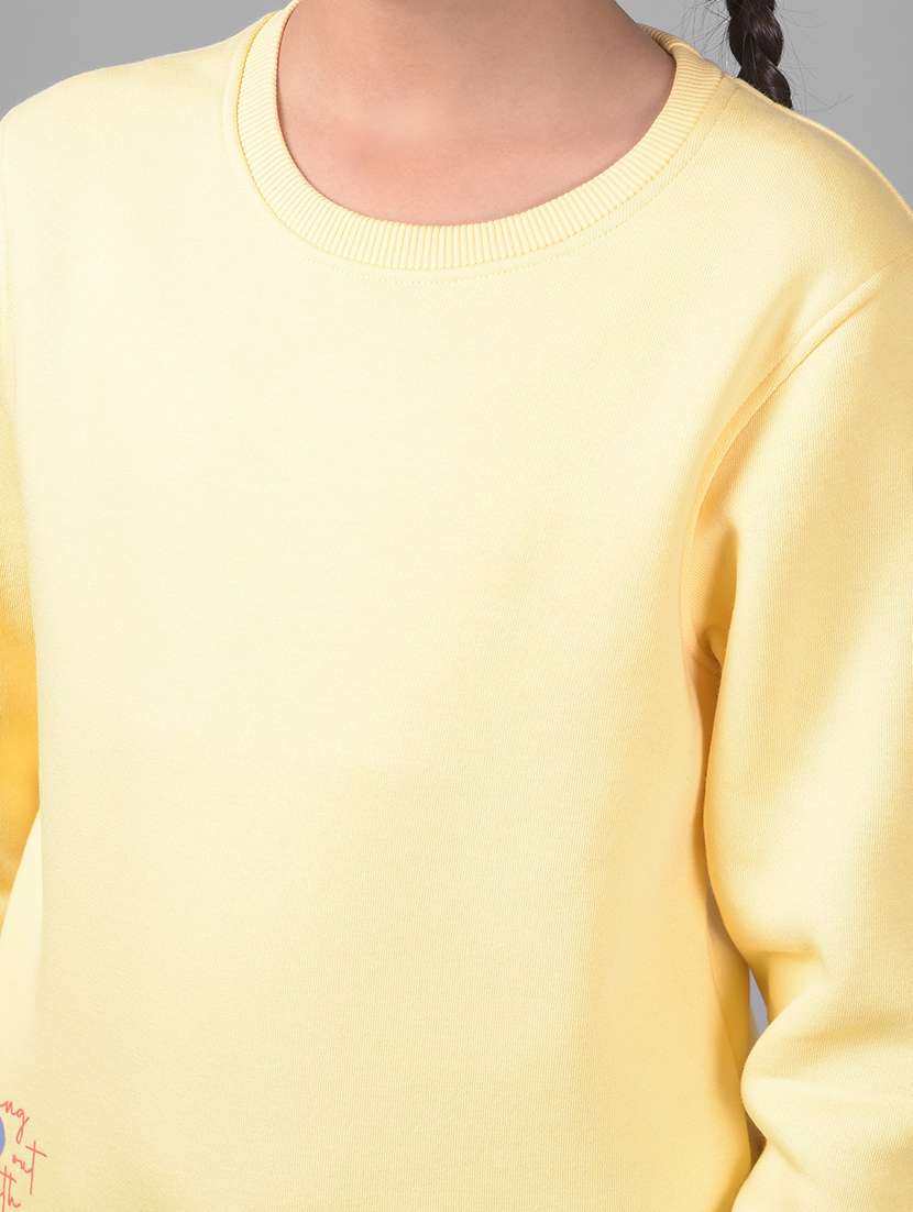 girls yellow round neck sweatshirts - 20509576 -  Standard Image - 5