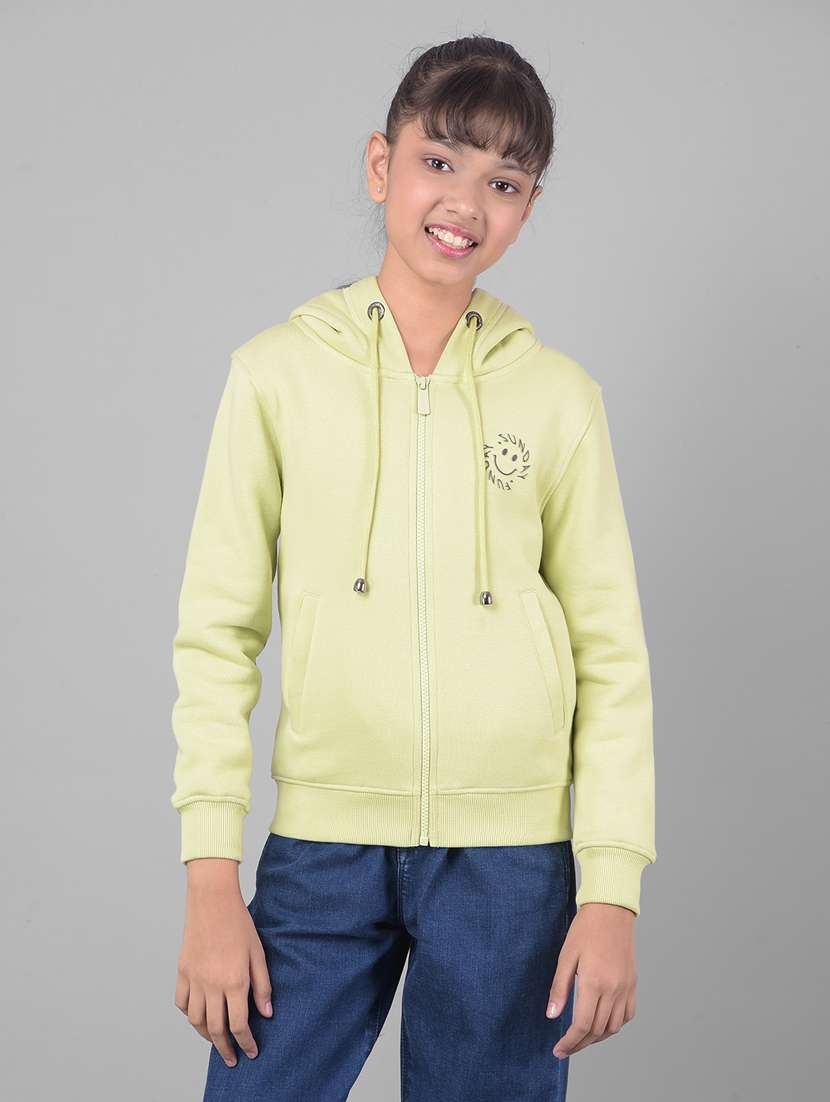 girls neon mint hooded neck sweatshirts