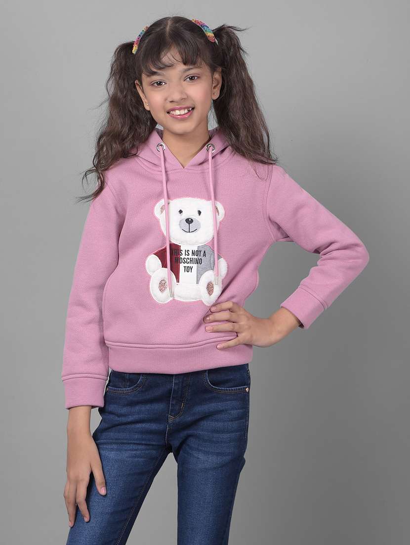 girls purple hooded neck sweatshirt