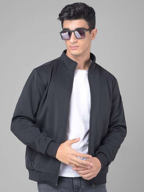 men solid black casual jacket - 20509618 -  Standard Image - 0