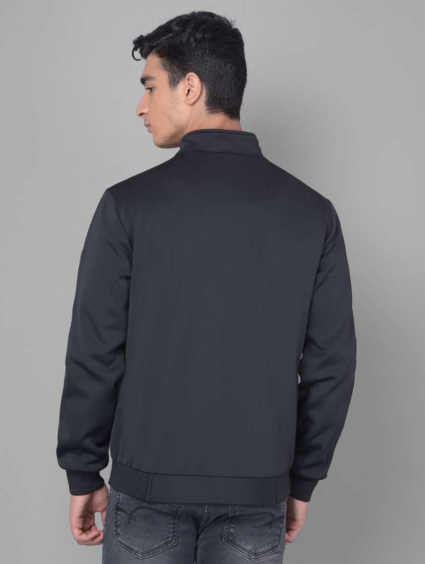 men solid black casual jacket - 20509618 - Standard Image - 3