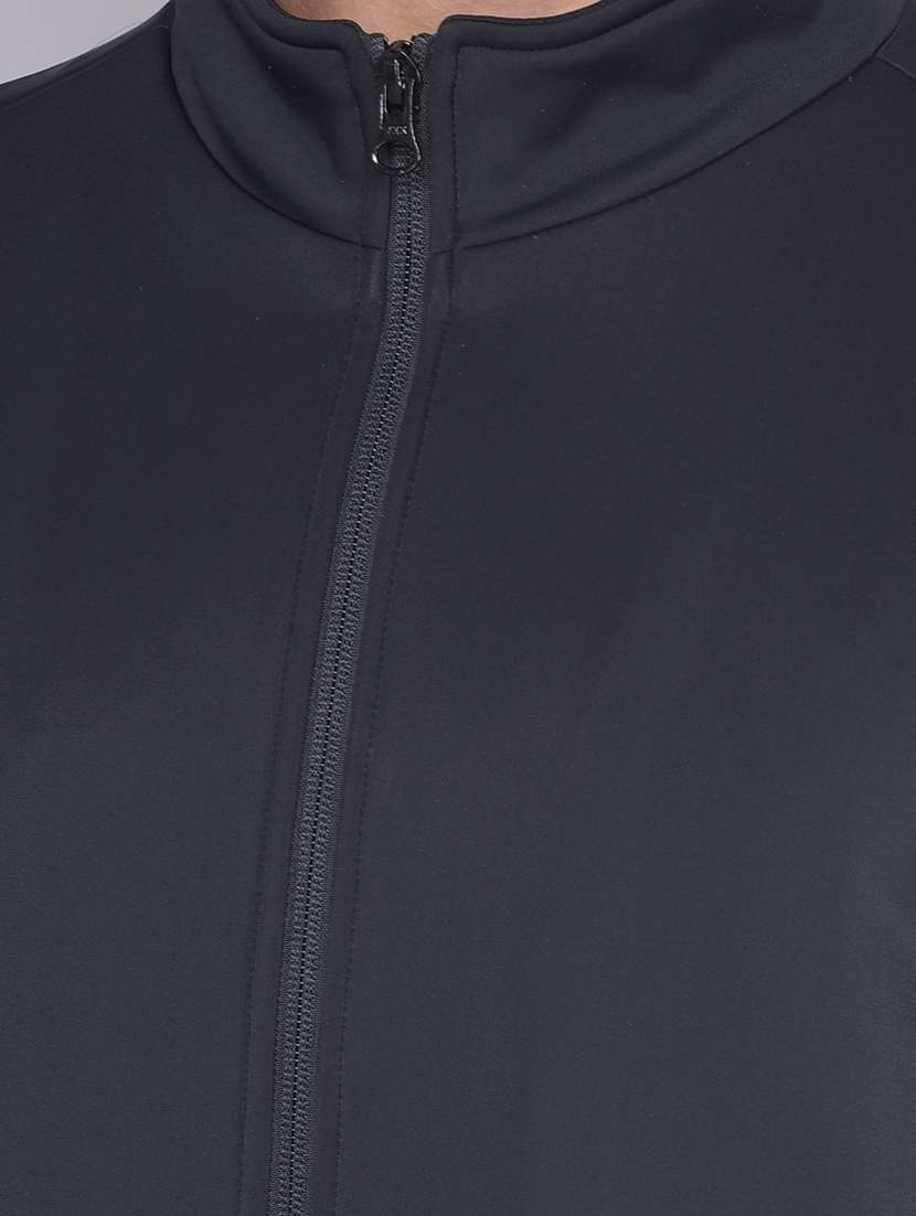 men solid black casual jacket - 20509618 - Standard Image - 5