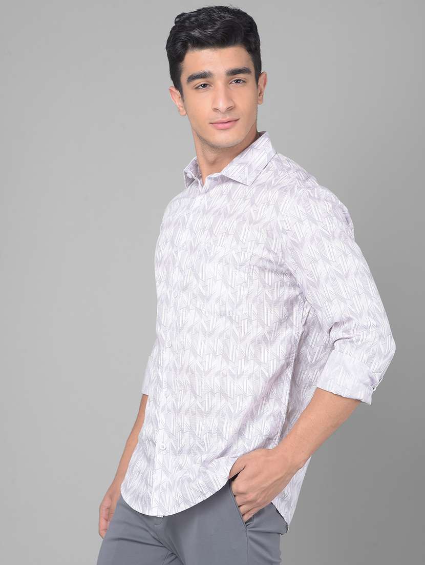 grey geometric printed casual shirt - 20509667 - Zoom Image - 0