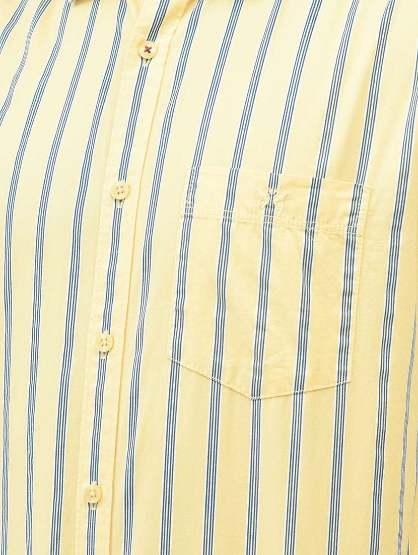 men vertical striped lemon sherbet cotton casual shirt - 20509697 - Standard Image - 5
