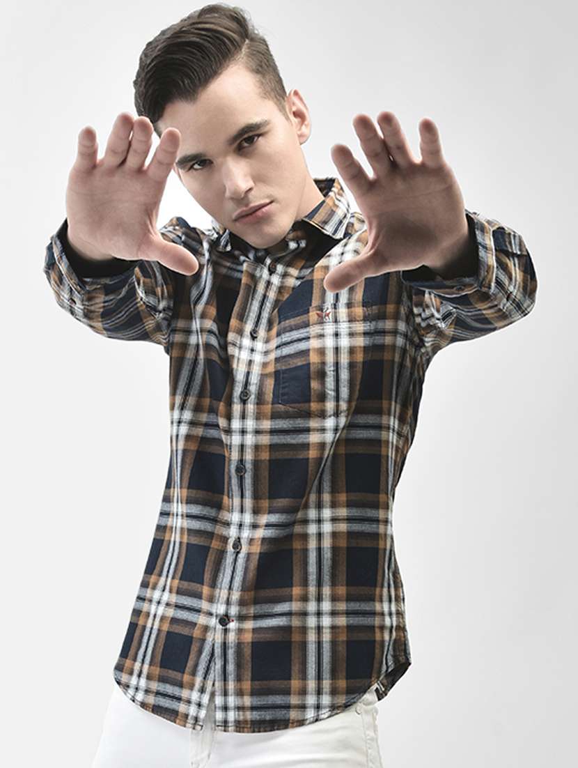 Men Checkered Multi Colored Cotton Casual Shirt - 20509709 -  Standard Image - 3