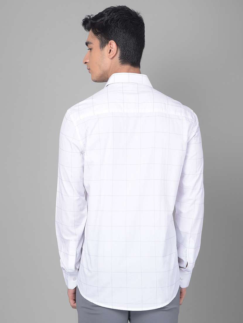 men checkered white cotton slim fit casual shirt - 20509742 -  Standard Image - 3
