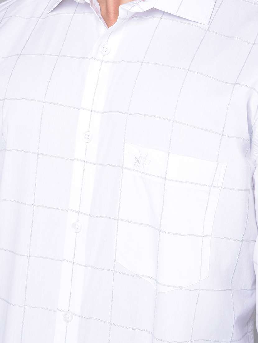 men checkered white cotton slim fit casual shirt - 20509742 -  Standard Image - 5