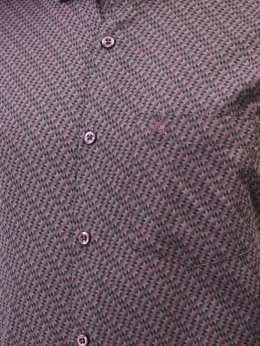 men micro printed burgundy cotton slim fit casual shirt - 20509747 -  Standard Image - 5