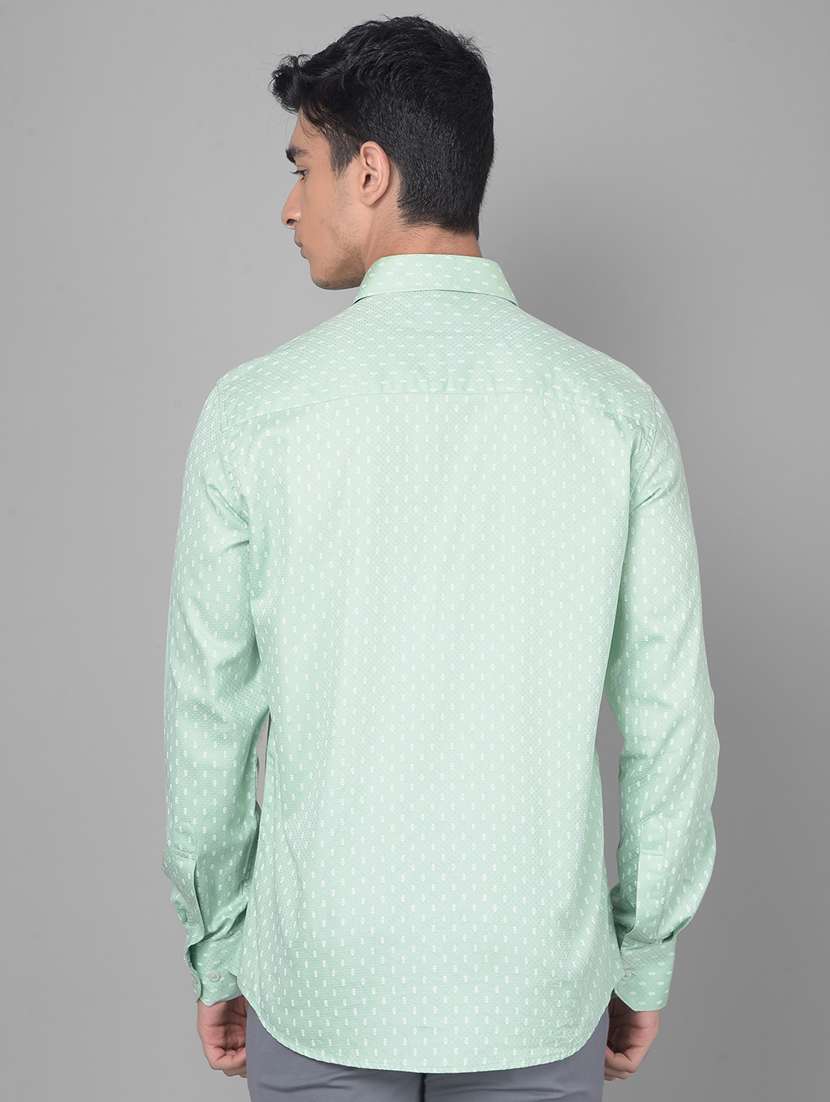 men self designed sea green cotton casual shirt - 20509752 -  Standard Image - 3