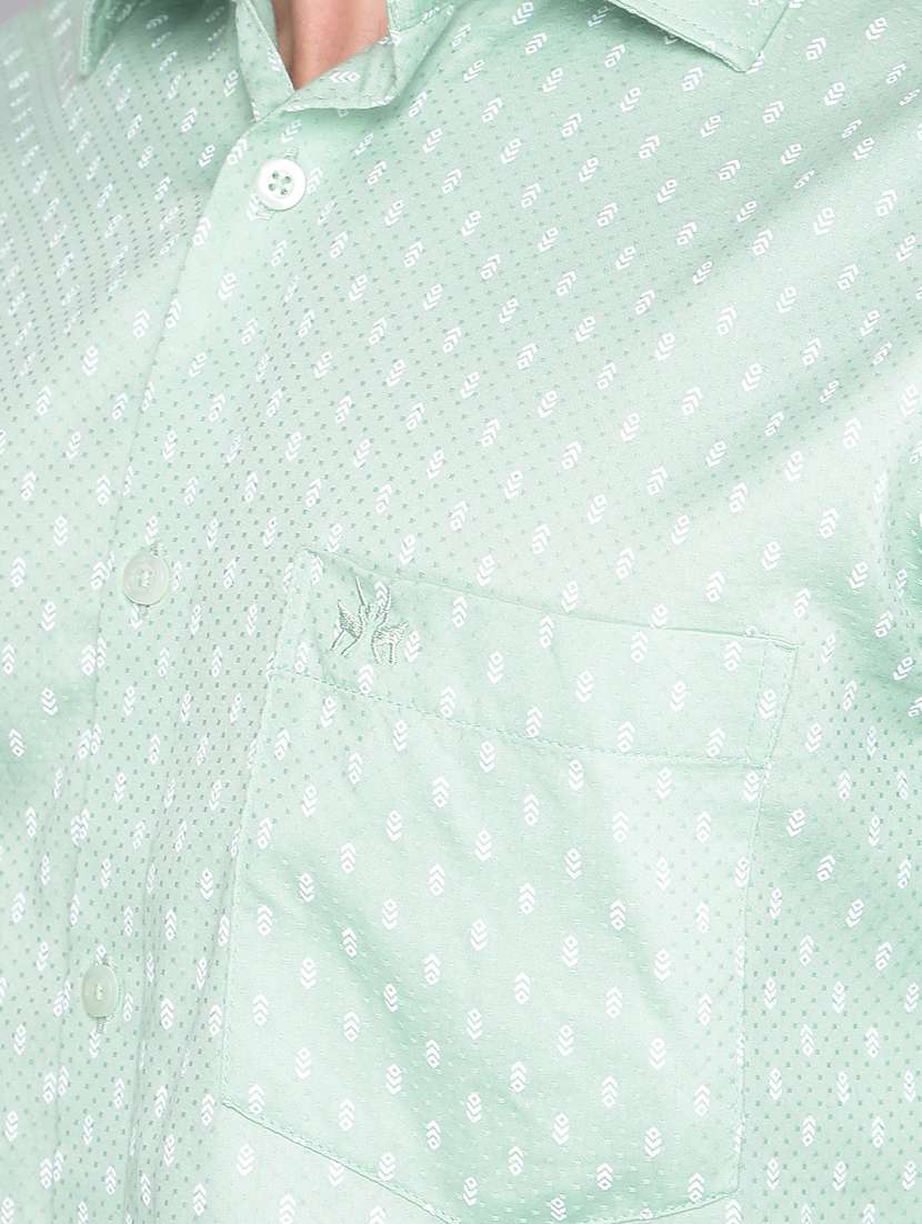 men self designed sea green cotton casual shirt - 20509752 -  Standard Image - 5