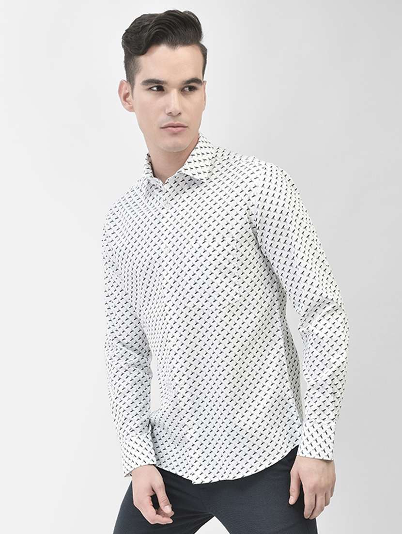 Men Micro Printed Off White Cotton Casual Shirt - 20509755 -  Standard Image - 3