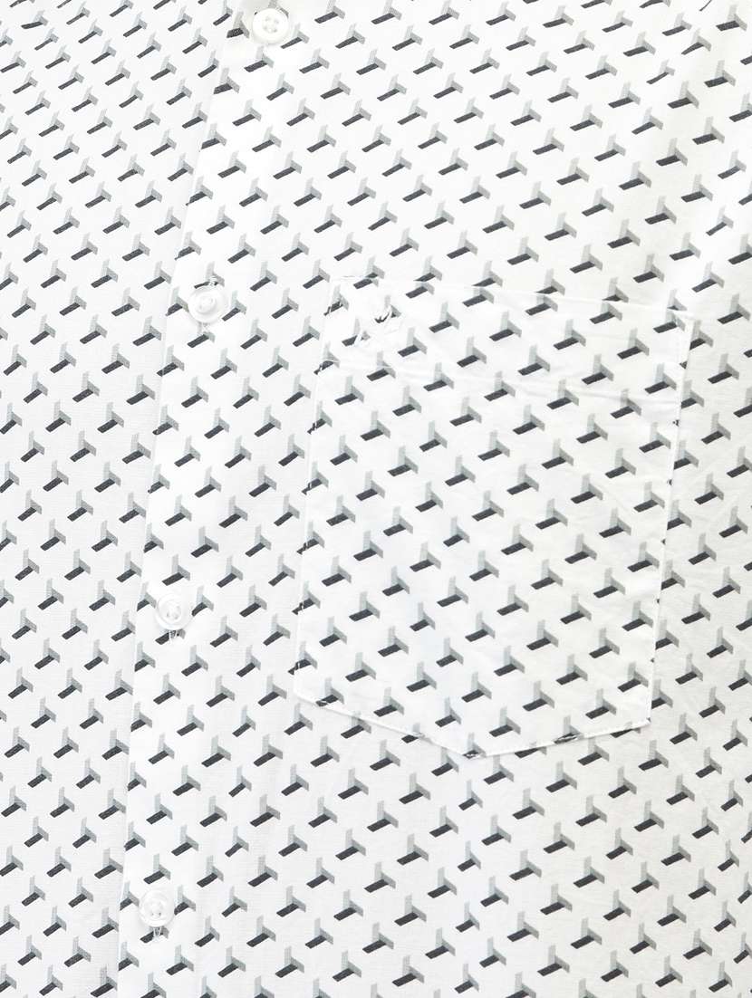 Men Micro Printed Off White Cotton Casual Shirt - 20509755 -  Standard Image - 5