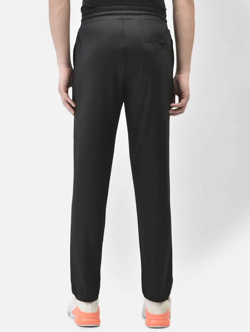 black solid full length track pant - 20509795 -  Standard Image - 3