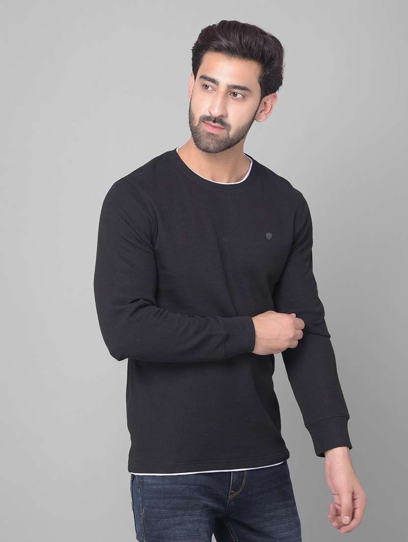 men solid charcoal cotton regular pullover - 20509803 - Zoom Image - 0