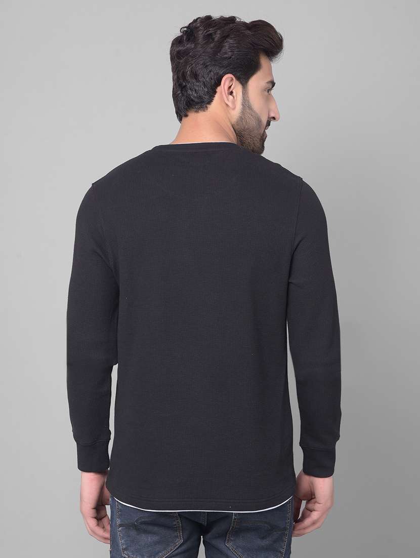 men solid charcoal cotton regular pullover - 20509803 - Standard Image - 3