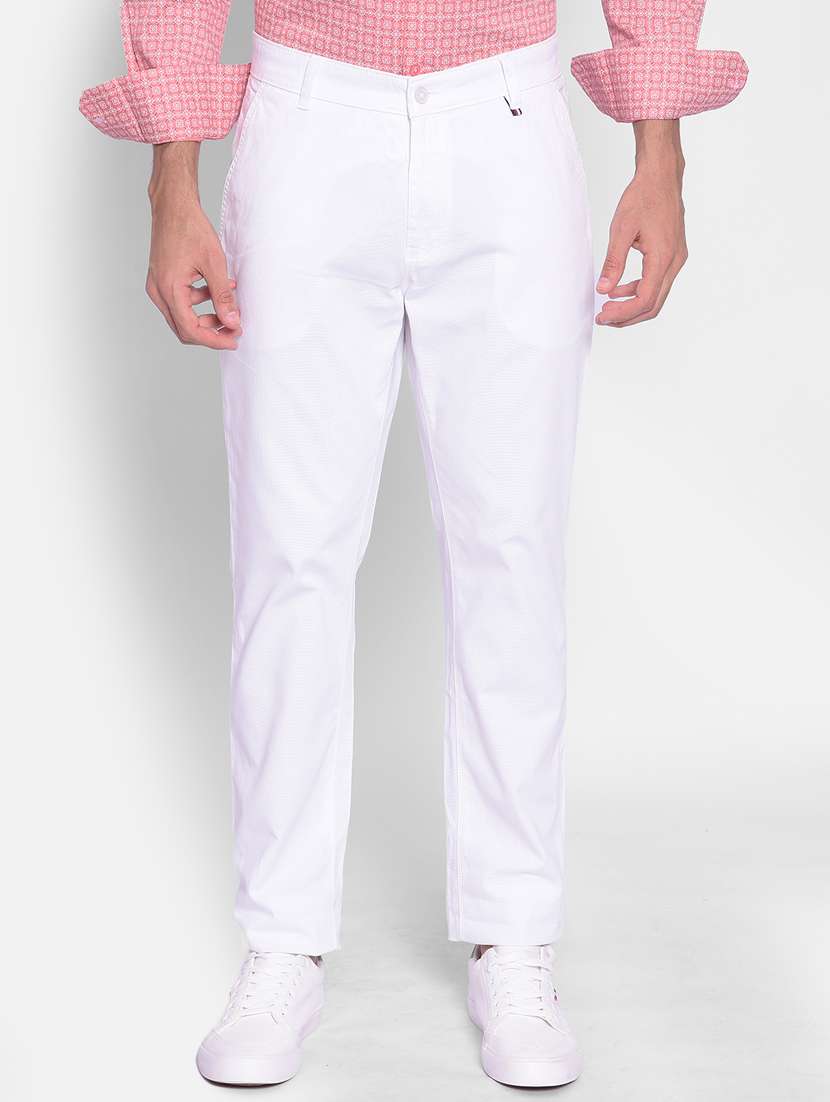 white cotton chinos casual trousers