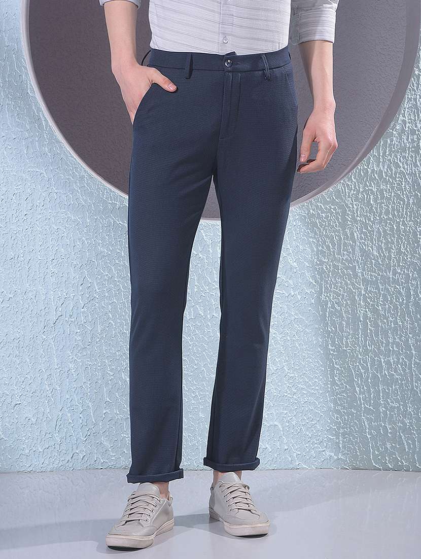 men cotton flat front casual trouser