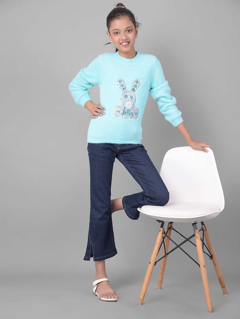 girls light blue regular sweater - 20509843 -  Standard Image - 3