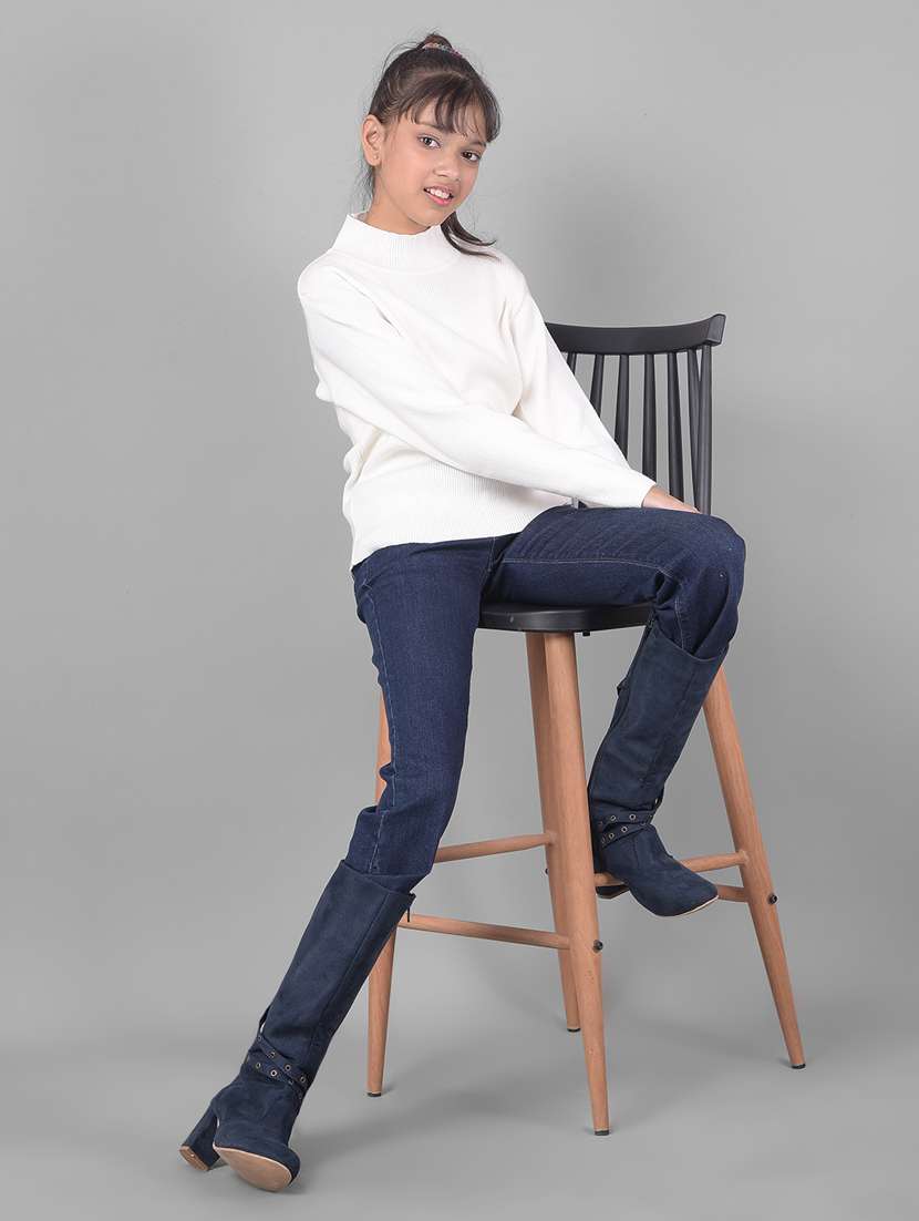 girls white solid regular sweater - 20509846 -  Standard Image - 3