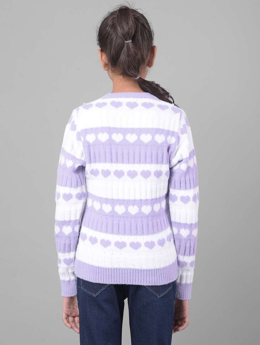 girls lavender & white striped regular sweater - 20509852 -  Standard Image - 3