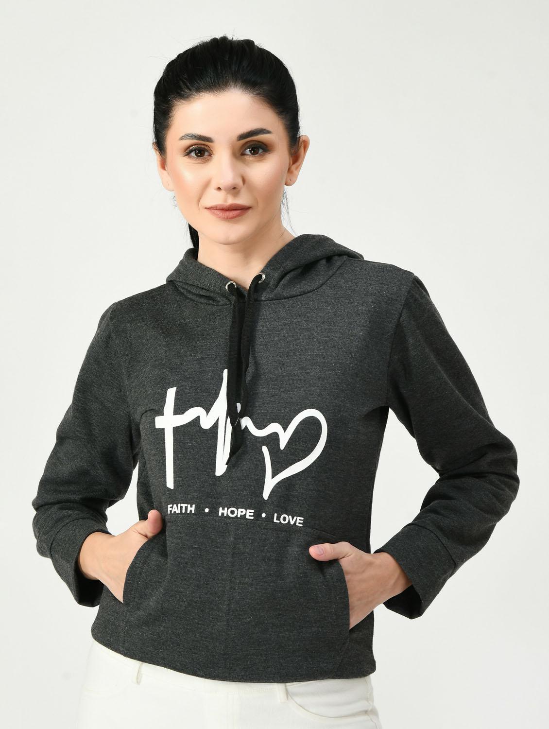 printed hood neck sweatshirt - 20510263 - Zoom Image - 0