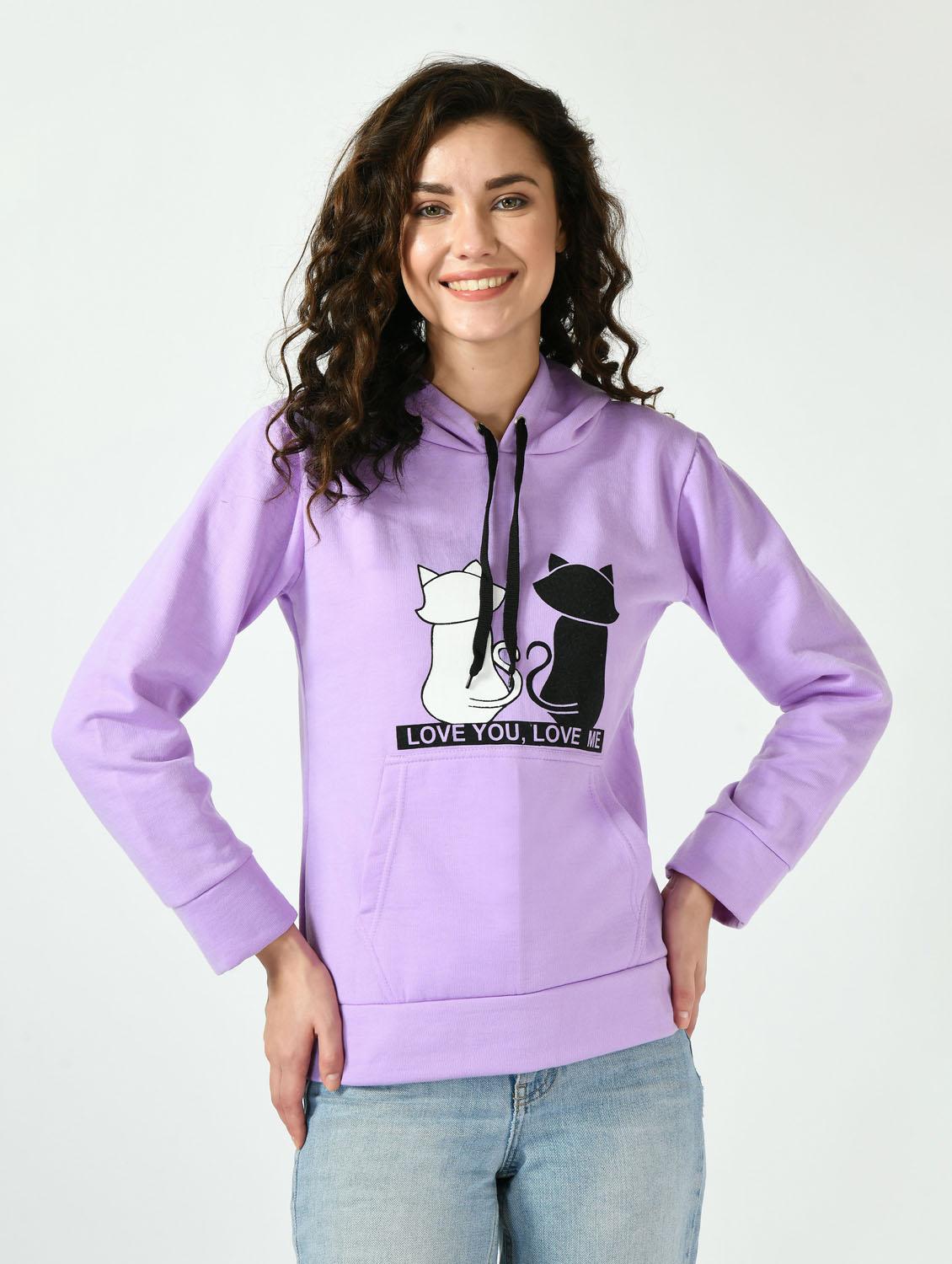 printed hood neck sweatshirt - 20510270 -  Zoom Image - 0