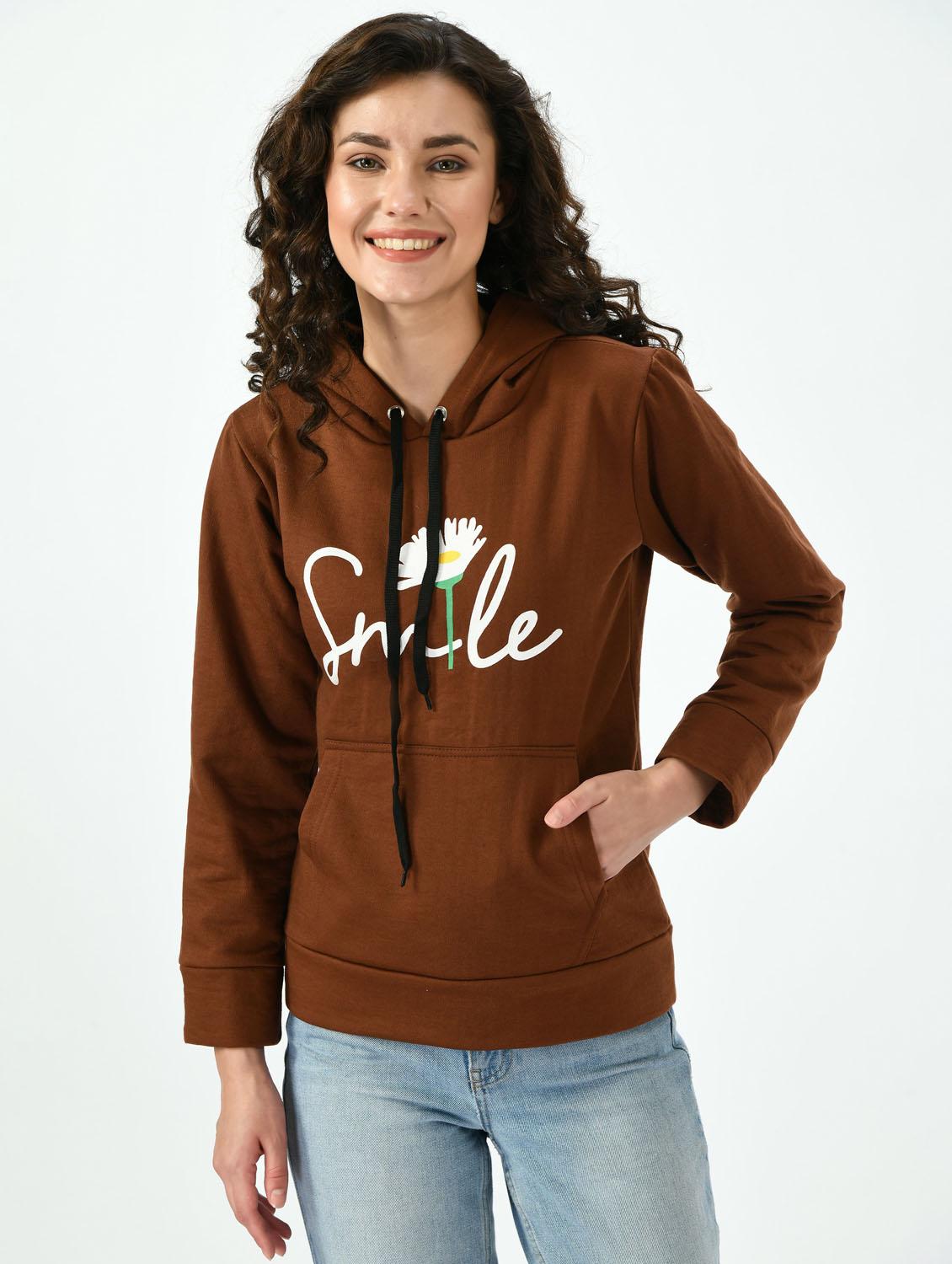 printed hood neck sweatshirt - 20510286 -  Zoom Image - 0