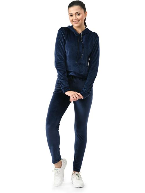navy blue cotton blend hoodies sweatshirt - 20510300 -  Standard Image - 0