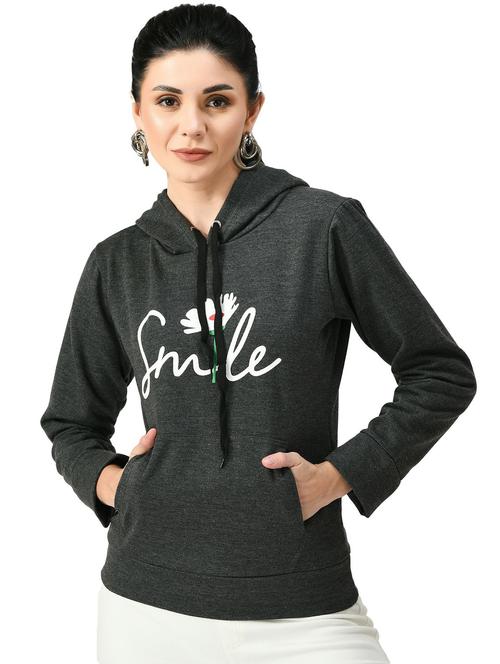 printed hood neck sweatshirt - 20510330 -  Standard Image - 0