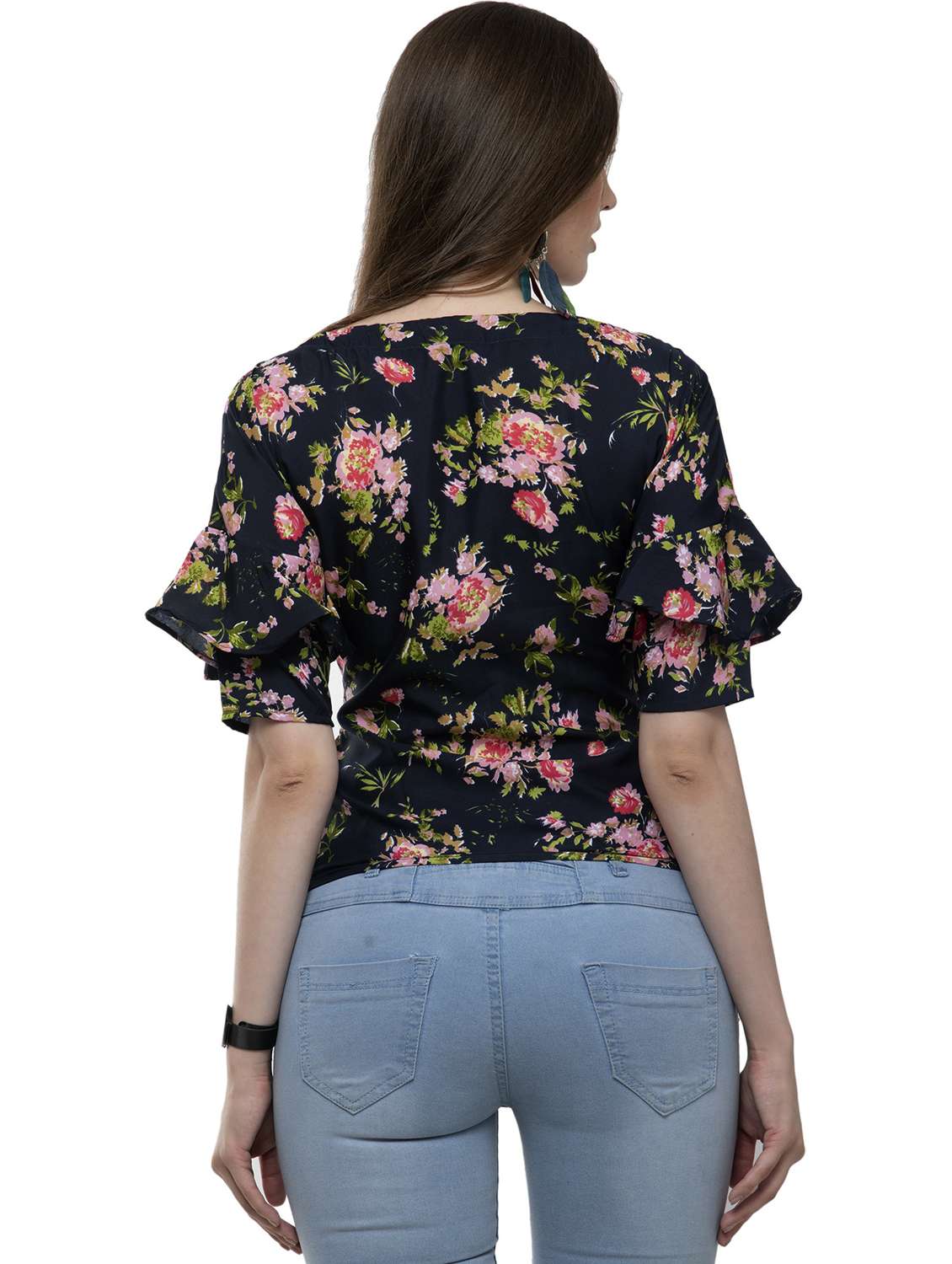 women floral print waist tie  top - 20510386 -  Standard Image - 3