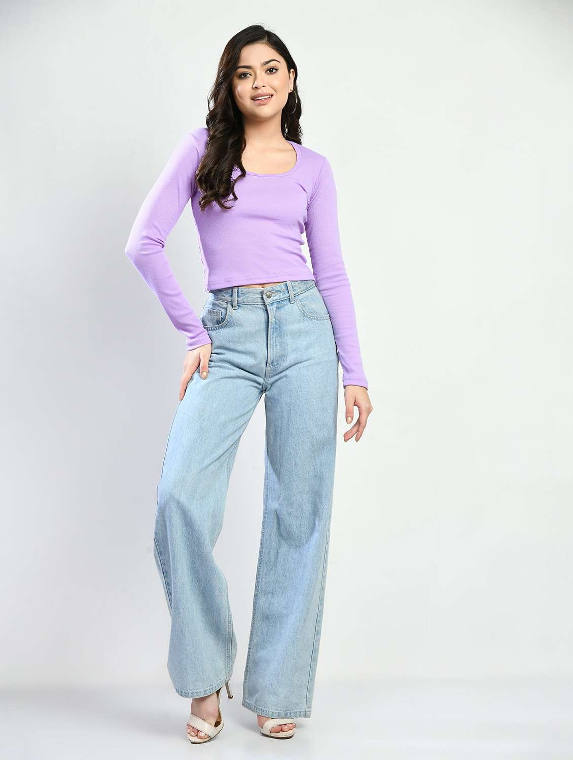 women solid long sleeves top - 20510542 -  Standard Image - 3